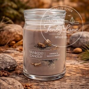 Yankee Candle Amber & Sandalwood 20oz Large Tumbler Dual Wick Warm Wood Scent